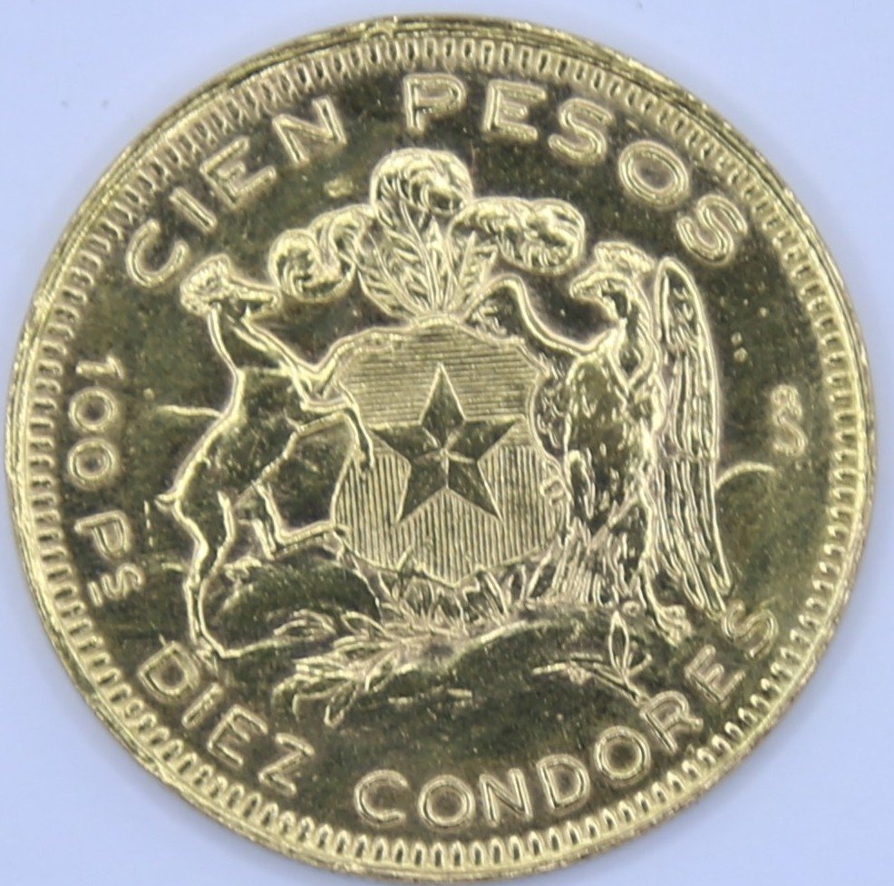 moneda de oro 21k 100 pesos chile año 1948 - Imagen 2